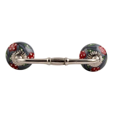 Pea Green Leaf Flower Ceramic Bridge Handle